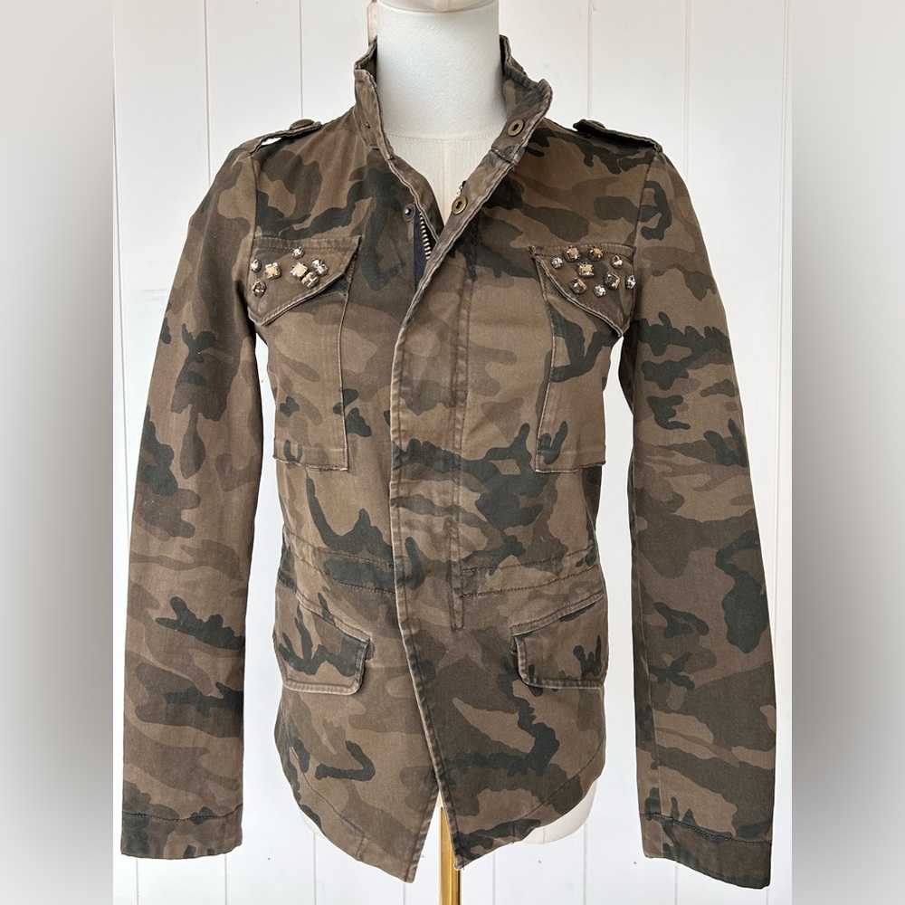 Zara Basic Women’s Camouflage Jacket Rhinestone &… - image 2